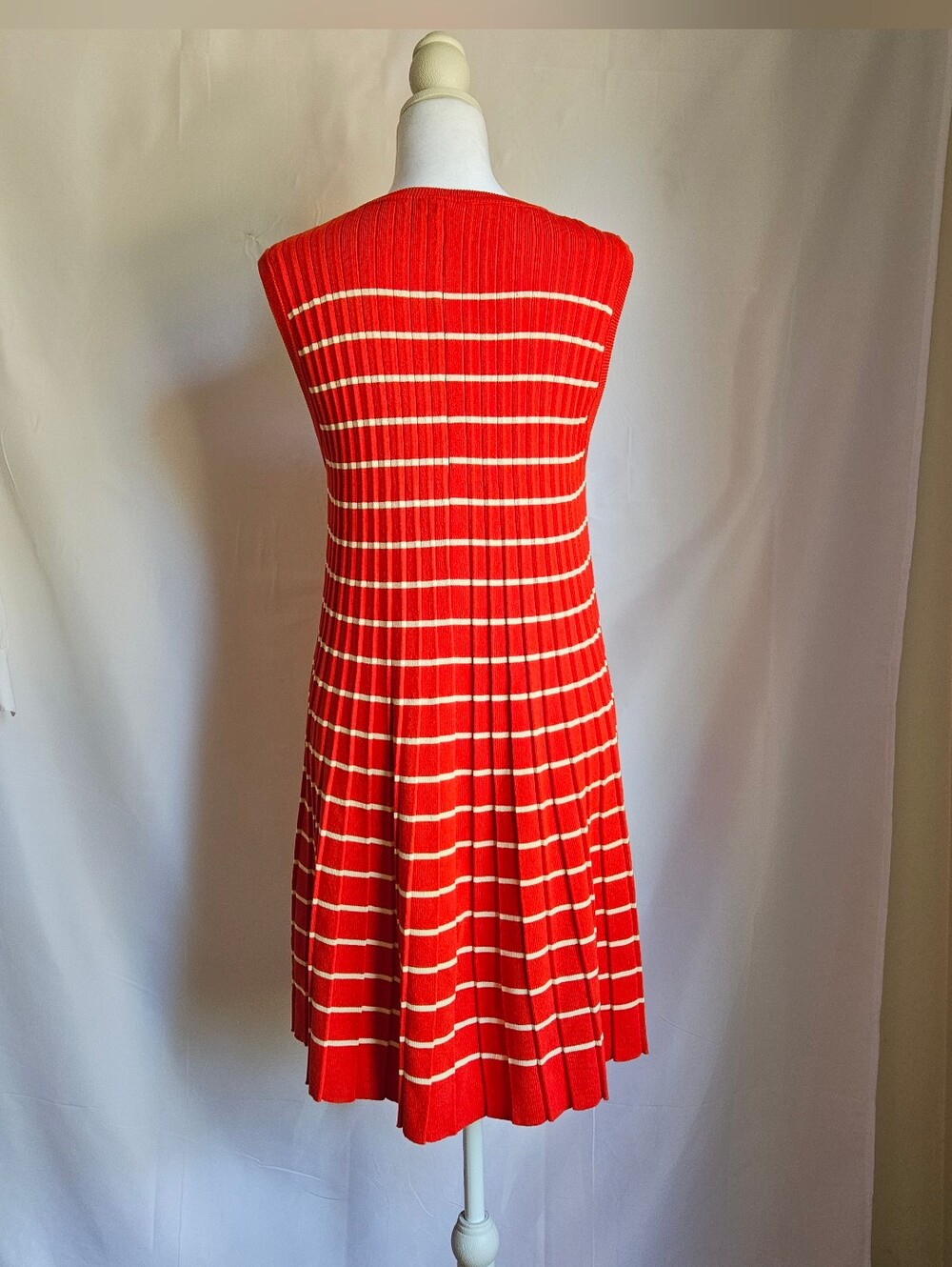 ​Wishlist Red White Striped Ribbed Knit Sleeveless Midi Dress A-Line Size L - Picture 4 of 9